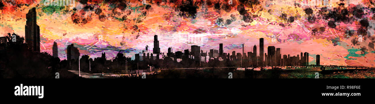 Chicago skyline illustration hi-res stock photography and images - Alamy