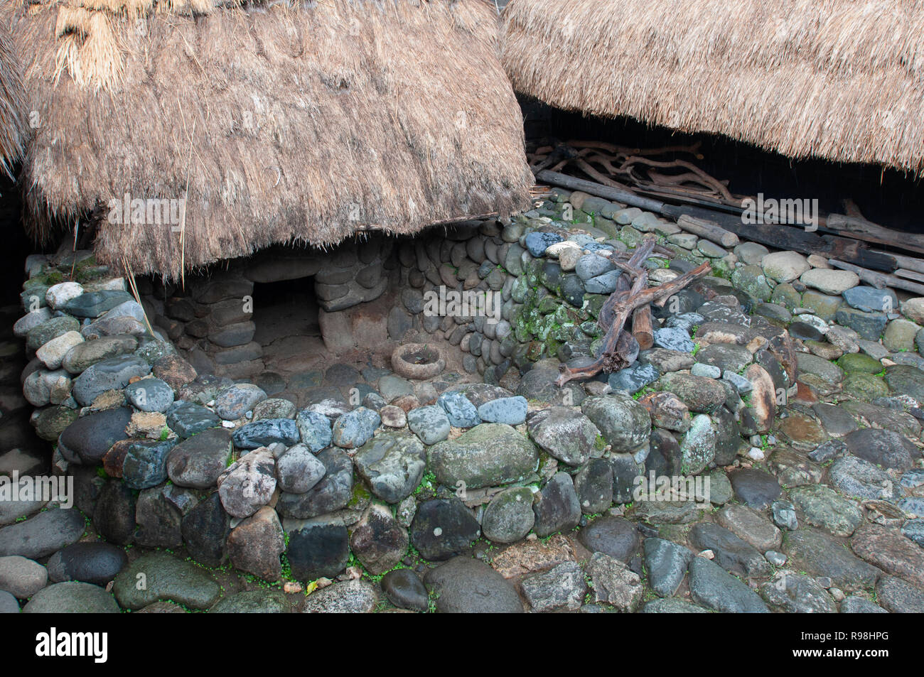 Traditional farmer's houses at Bontoc Museum at Bontoc, Bontoc Rice Terraces, Mountain Region, Luzon, Philippines, Asia, South Asia Stock Photo