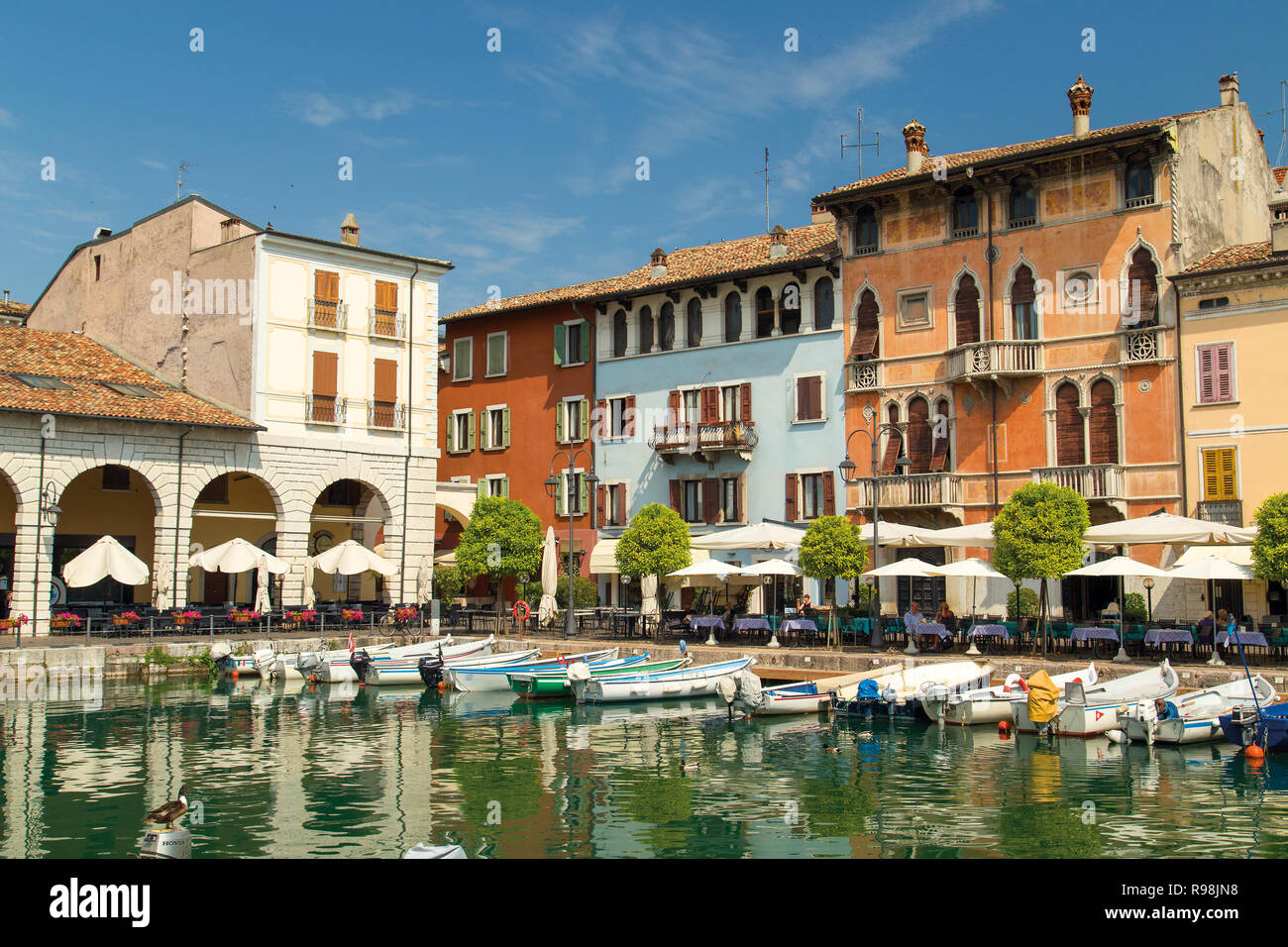 Quay and harbour at Desenzano del Garda, Italian Lakes, Italy. Stock Photo