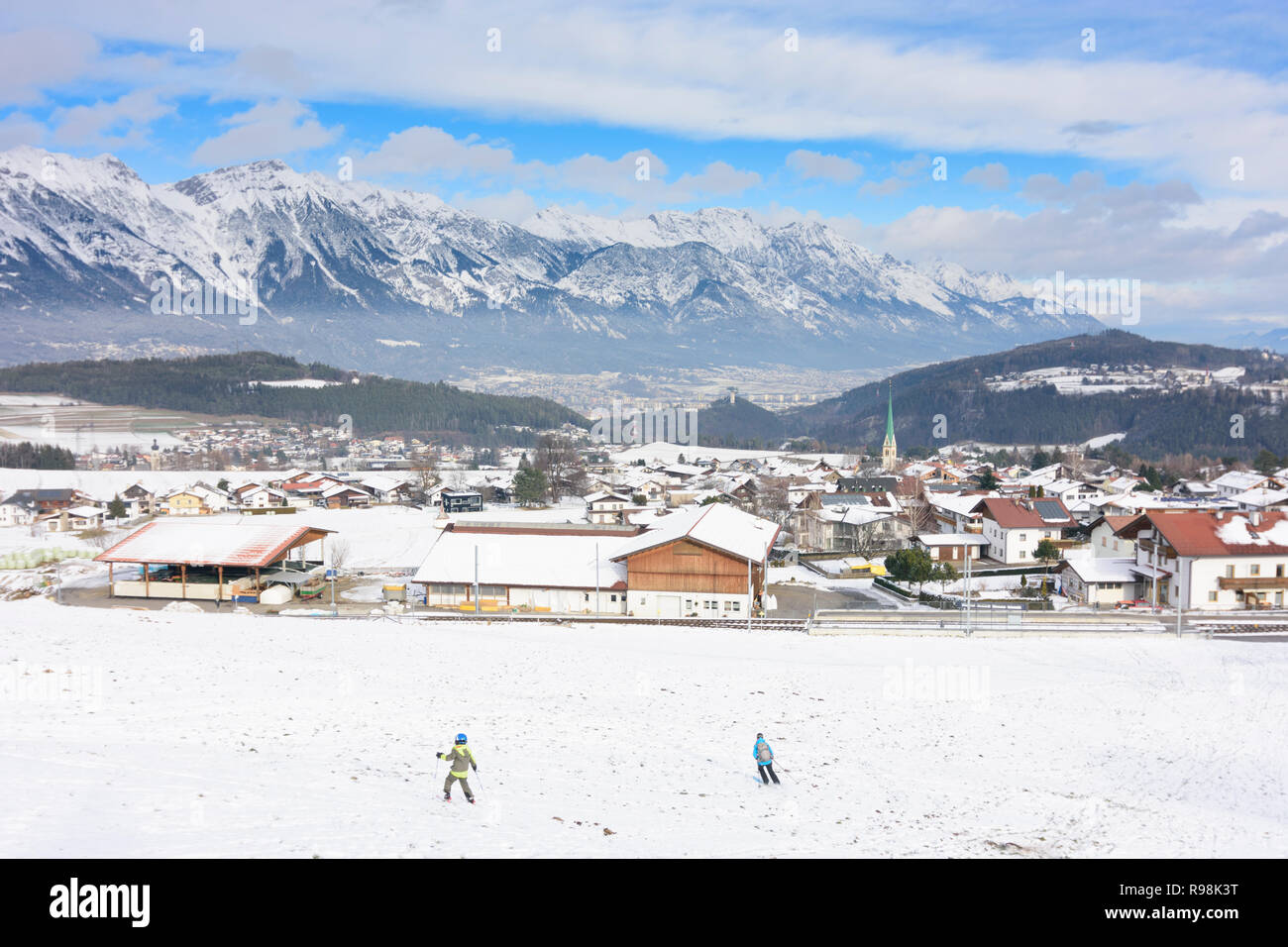 Mutters: village Mutters, view to Innnsbruck in Region Innsbruck, Tirol, Tyrol, Austria Stock Photo