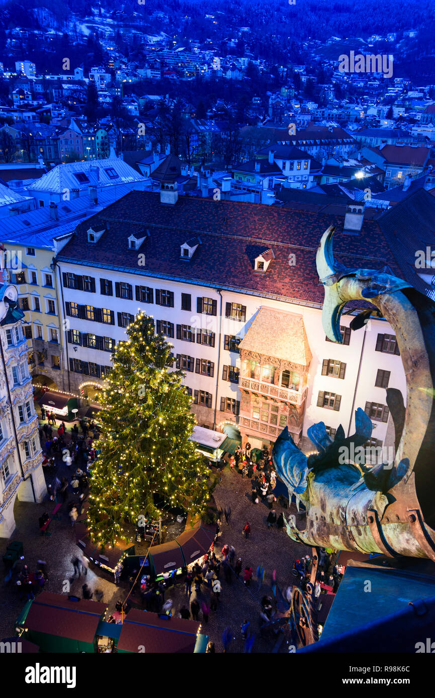 Innsbruck Christmas Market And Tree House Goldenes Dachl Golden Roof Street Herzog