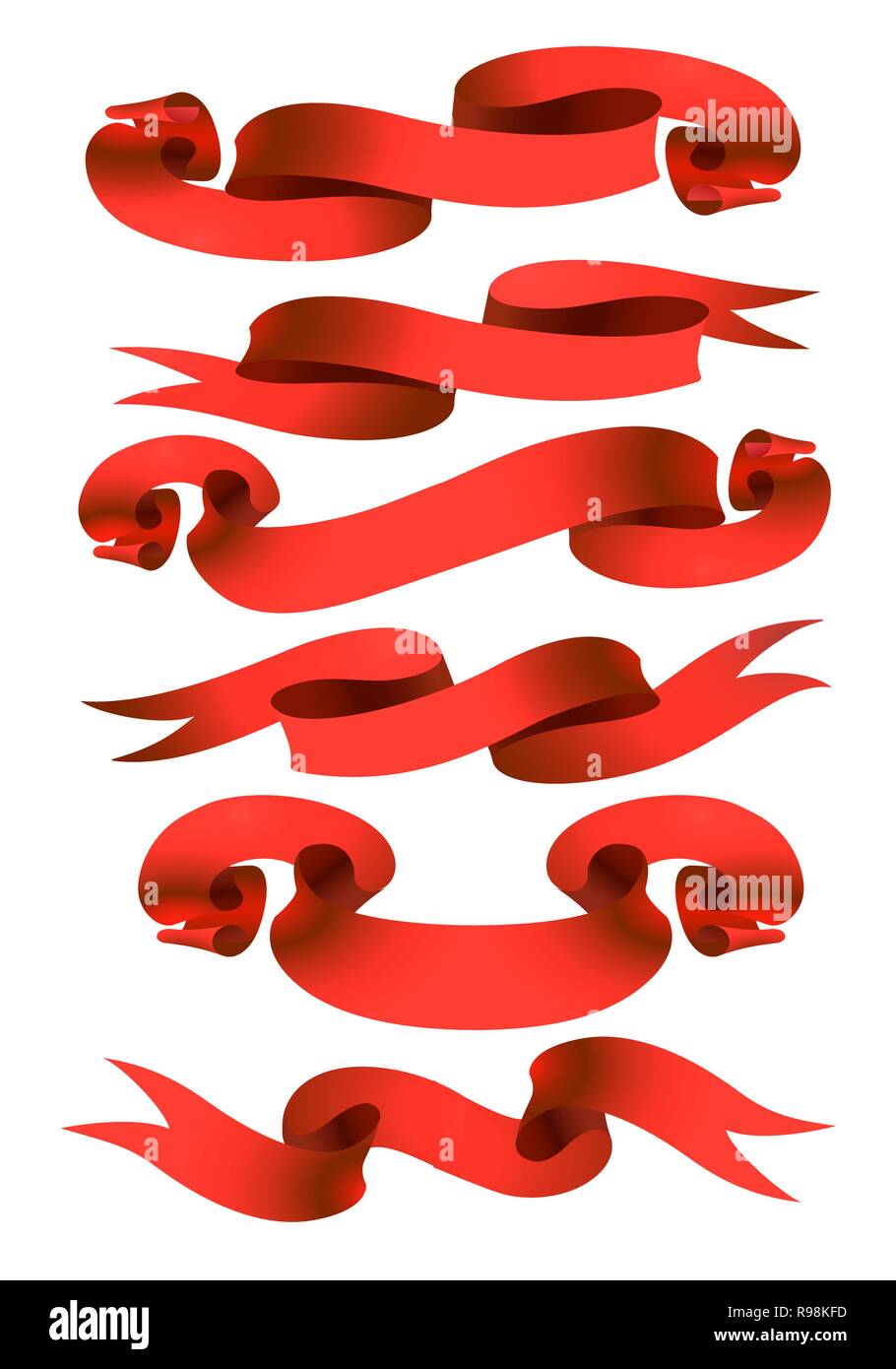 Red Ribbon and Banner set isolated on white. Vector illustration Stock ...
