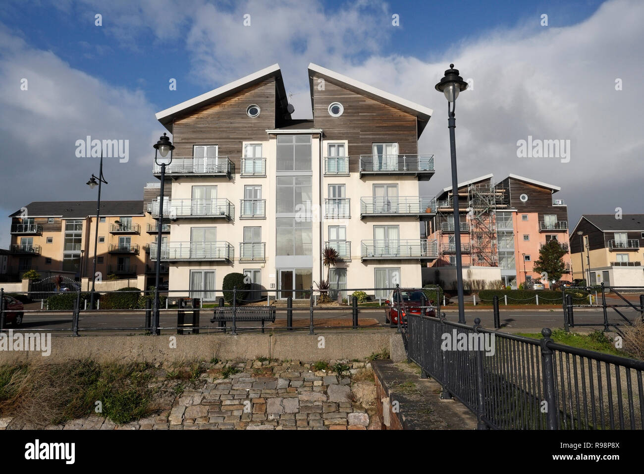 Modern housing flats / apartments at Barry docks, Wales UK Waterfront