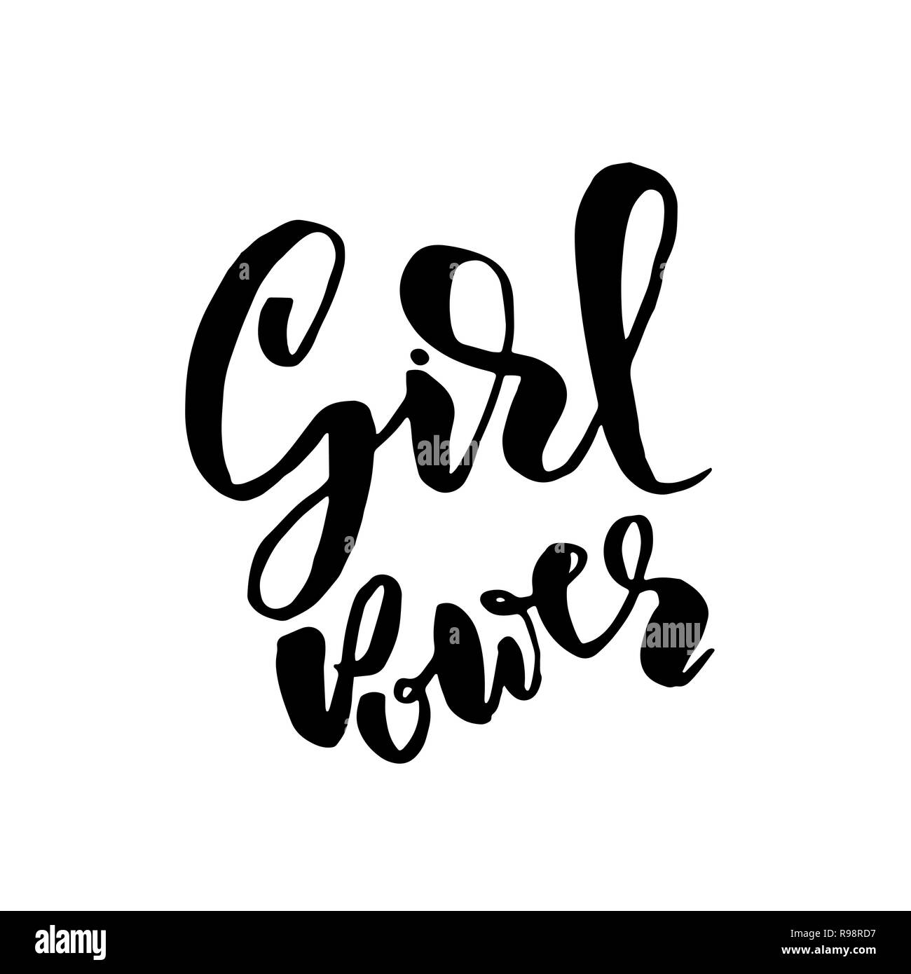 Girl power. Hand drawn brush lettering. Modern calligraphy. Ink vector illustration. Stock Vector