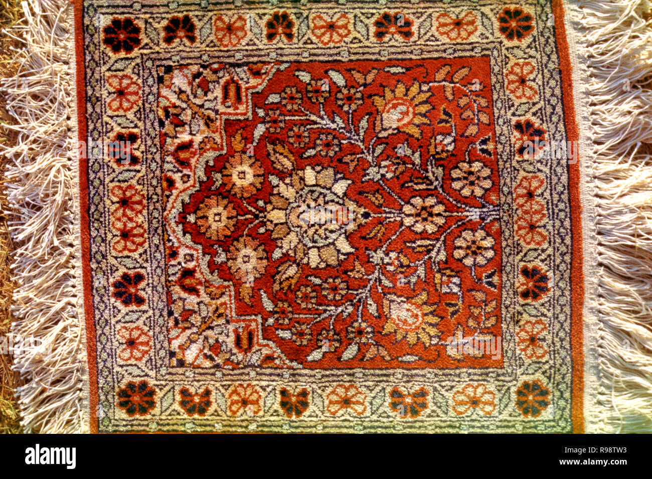 Kashmiri carpet of pure silk, jammu and kashmir, india Stock Photo Alamy