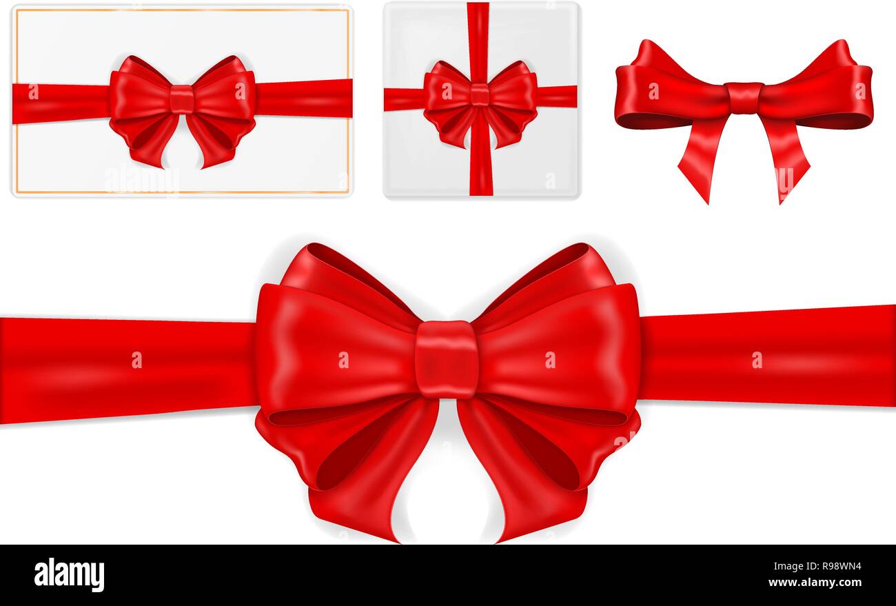 Red ribbon bow as decorations Stock Vector