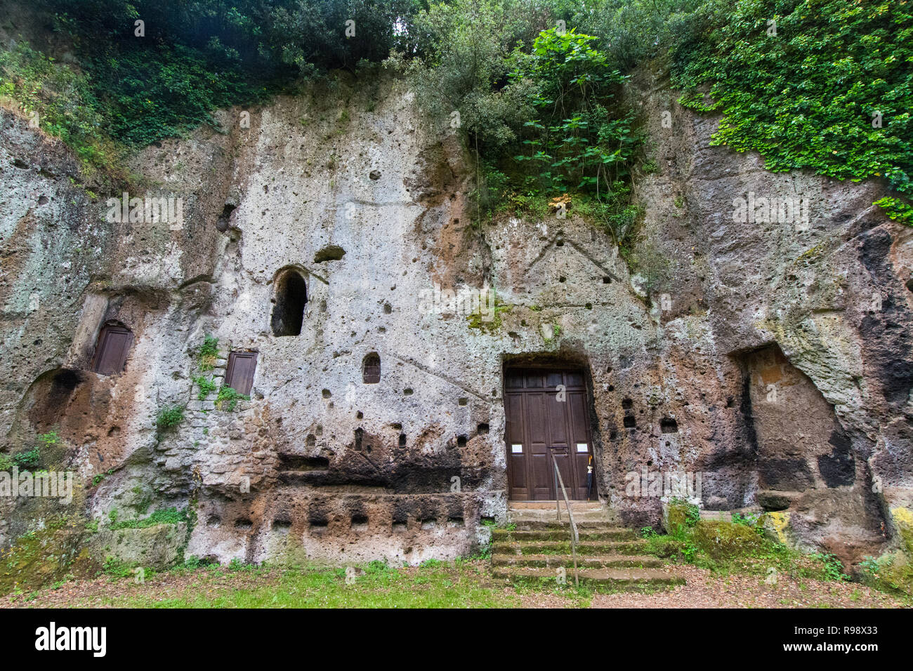 Sutri in Lazio, Italy. the rock-cut church of the Madonna del Parto Stock Photo