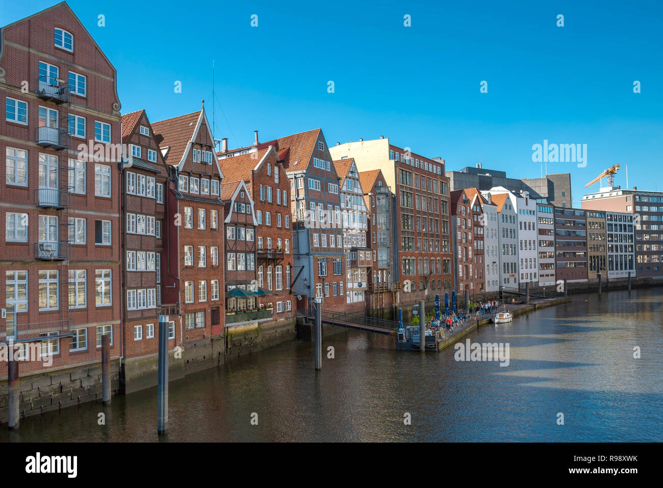 The oldest and historic brick houses on Nikolaifleet in Hamburg Stock Photo