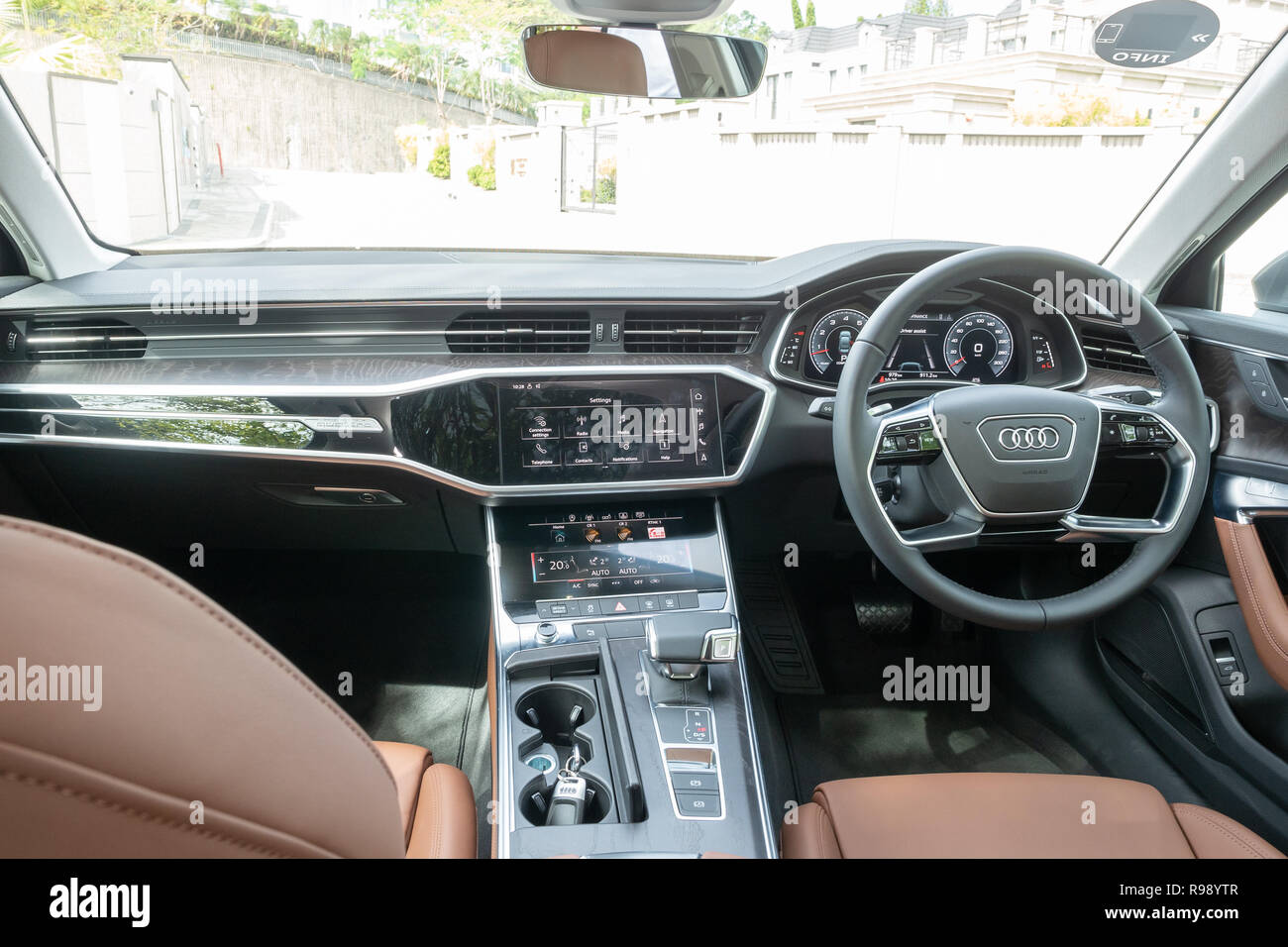 Hong Kong, China Oct 31, 2018 : Audi A6 55 TFSI 2018 Interior Oct 31 2018  in Hong Kong Stock Photo - Alamy