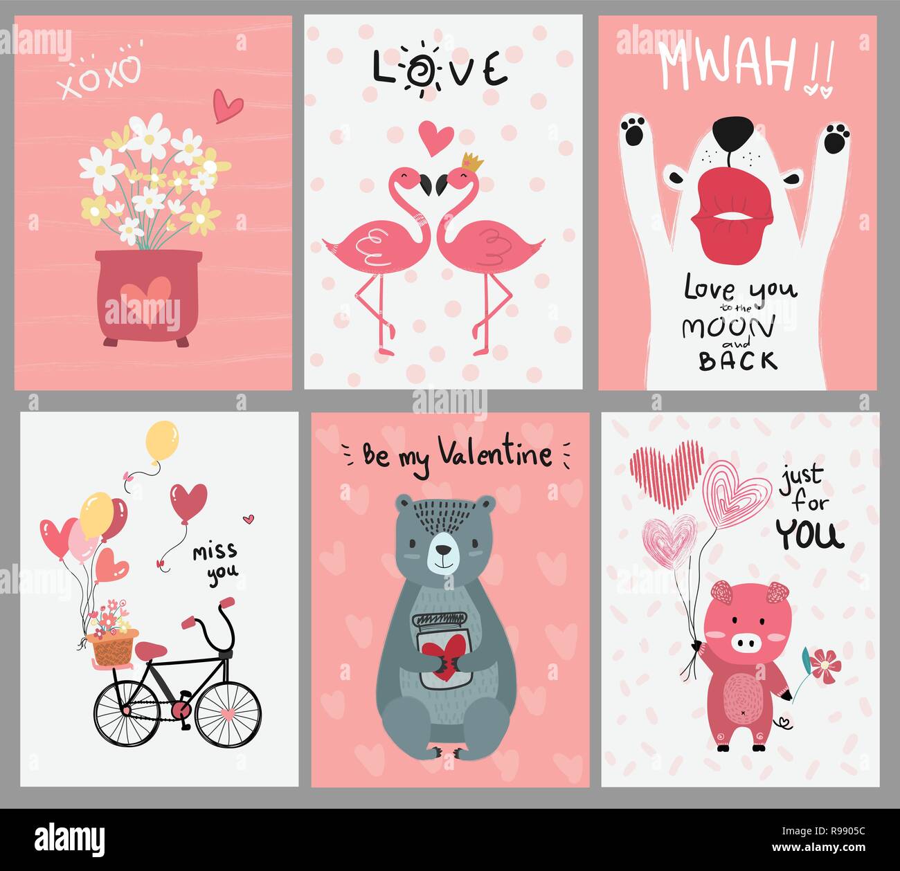 collection of pink love card flat vector Stock Vector Image & Art - Alamy