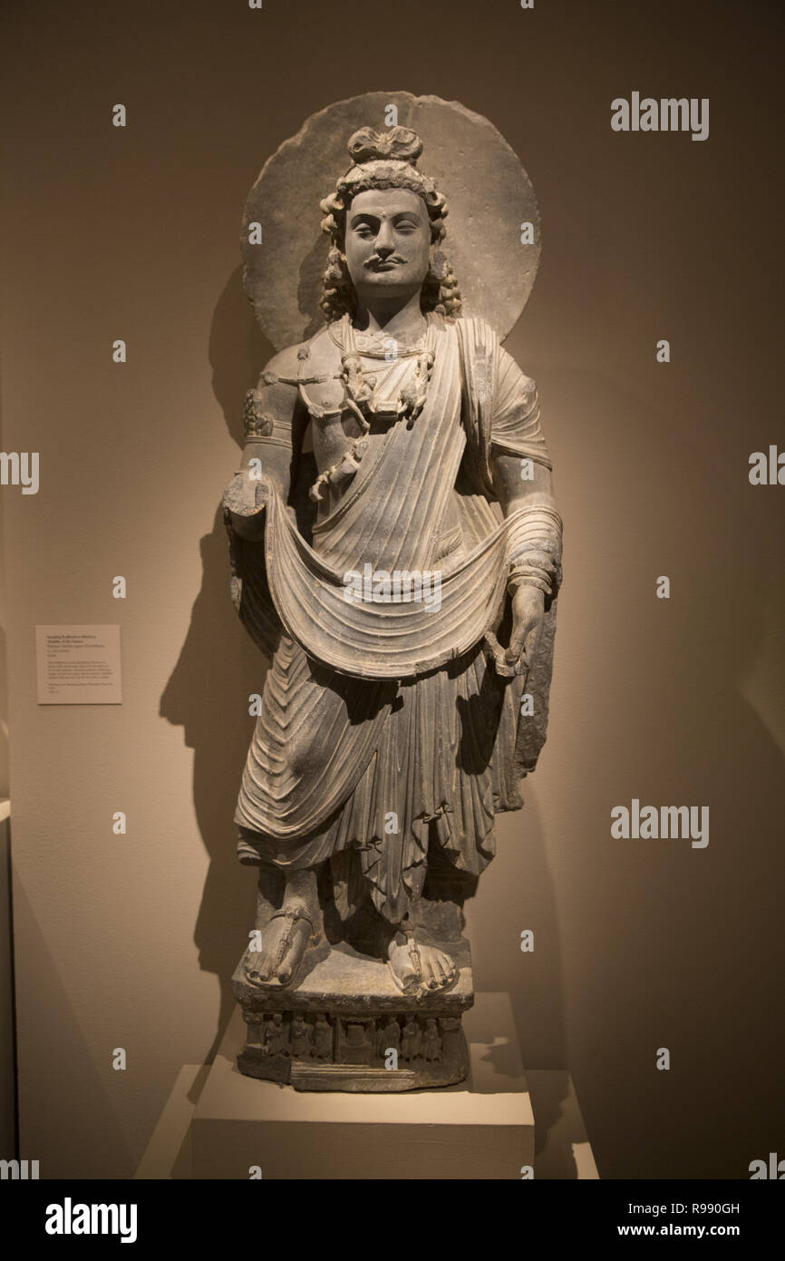 Standing Bodhisattva Maitreya, (Buddha of the Future), Pakistan, ca. 3rd Century. Metropolitan Museum of Art, NYC. Stock Photo