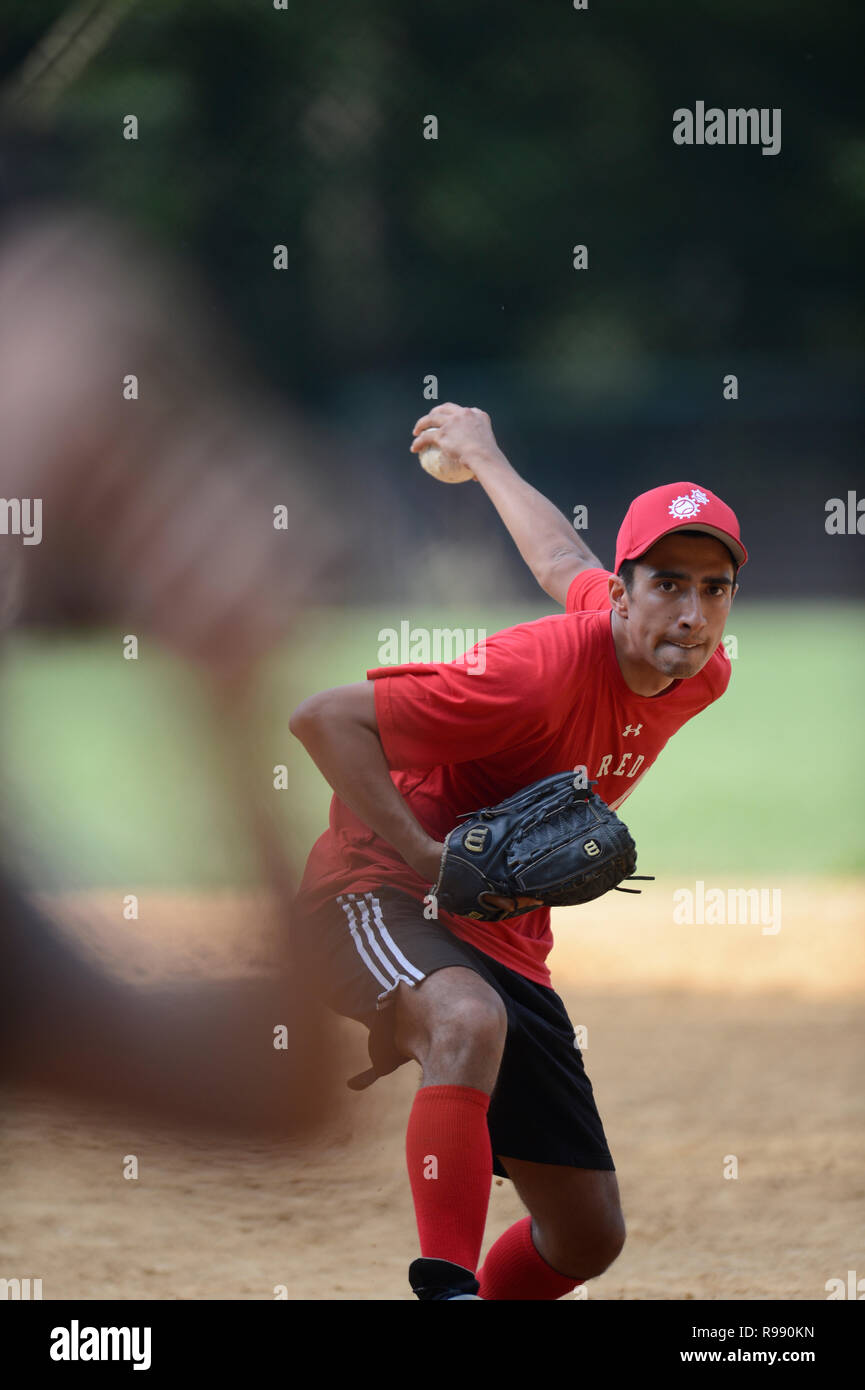 Softball players in Central Park in New York City Stock Photo Alamy