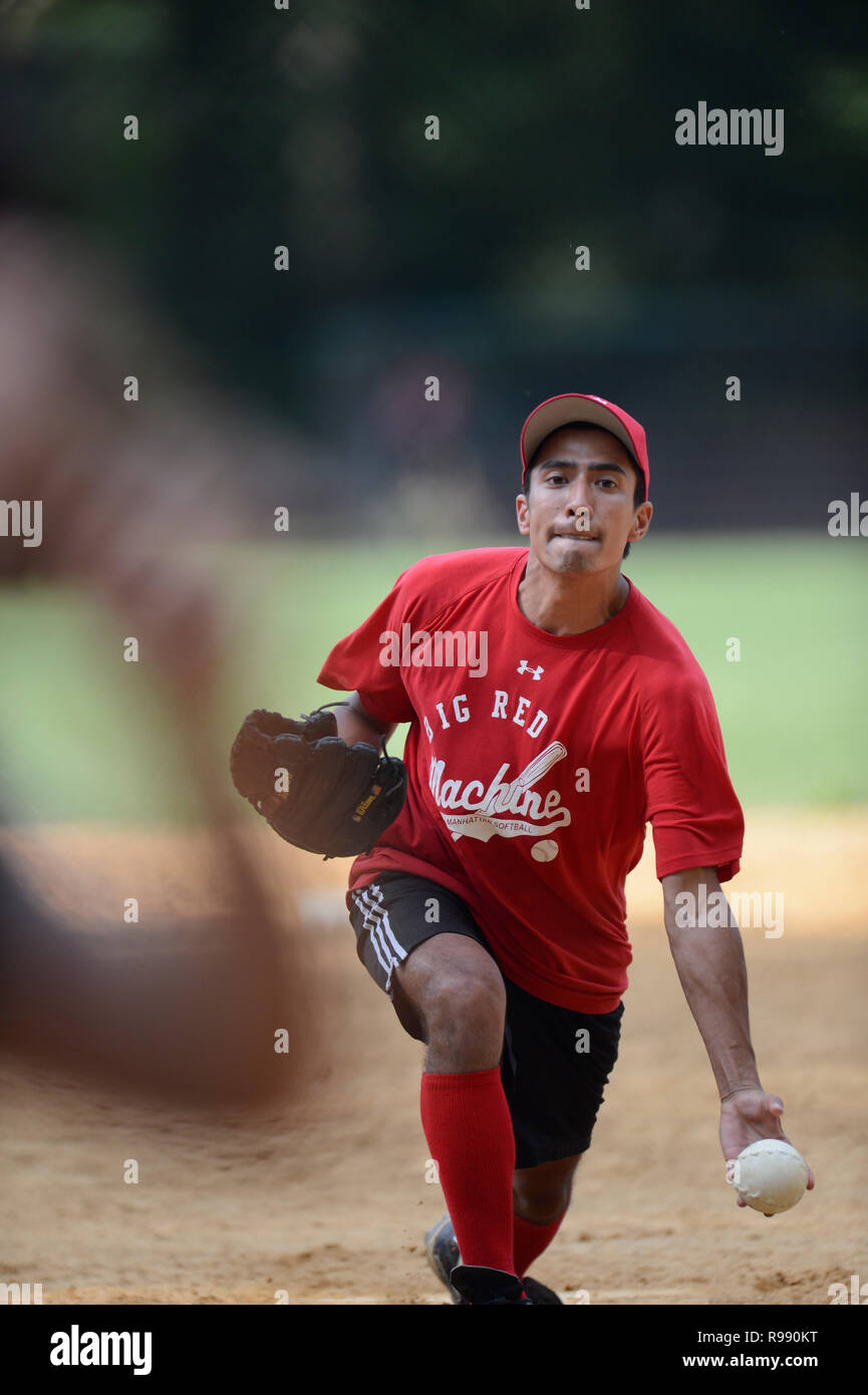 Softball players in Central Park in New York City Stock Photo Alamy