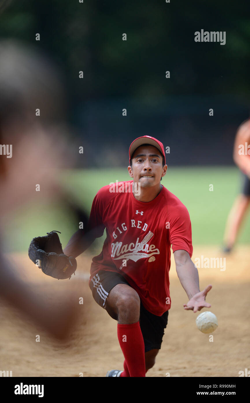 Softball players in Central Park in New York City Stock Photo Alamy