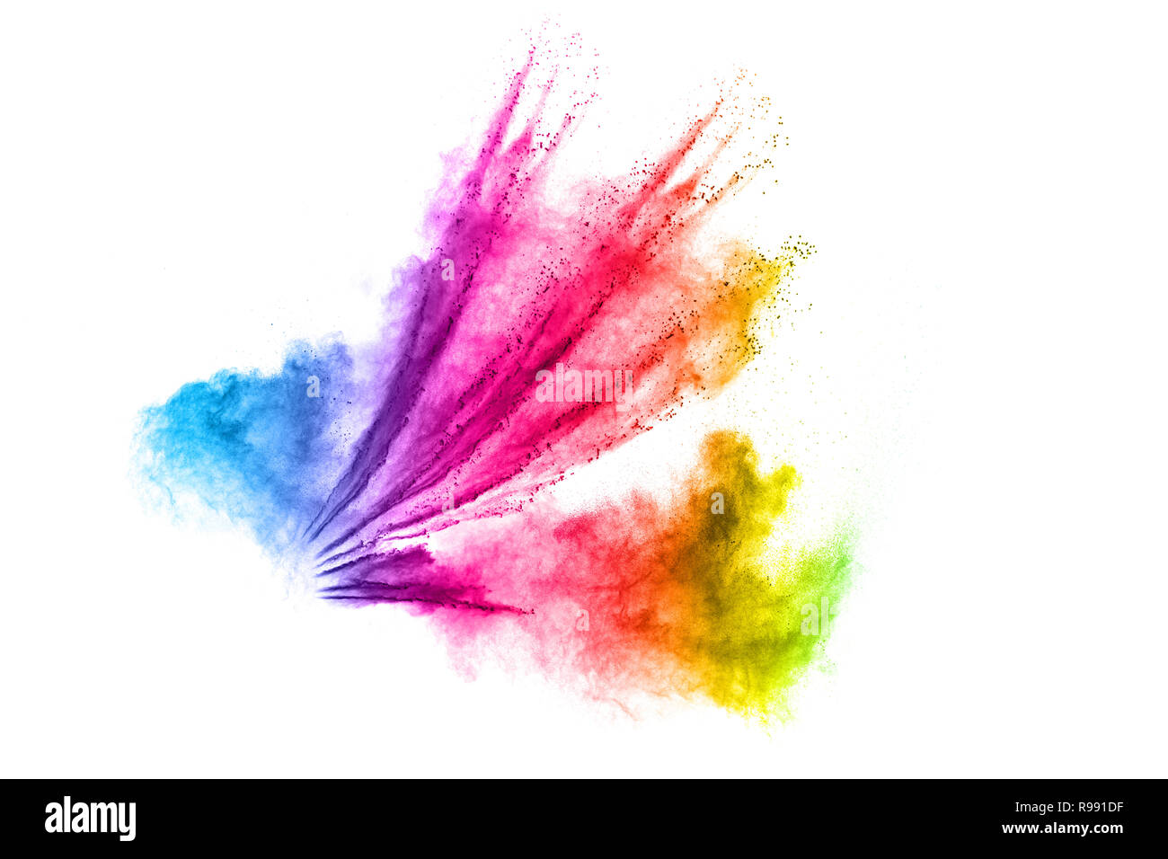 Multi color powder explosion on white background Stock Photo - Alamy