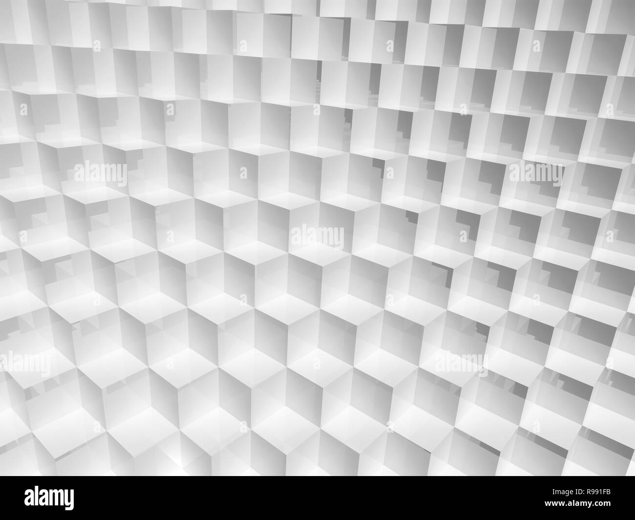 Abstract geometric pattern, digital background with white cubes ...
