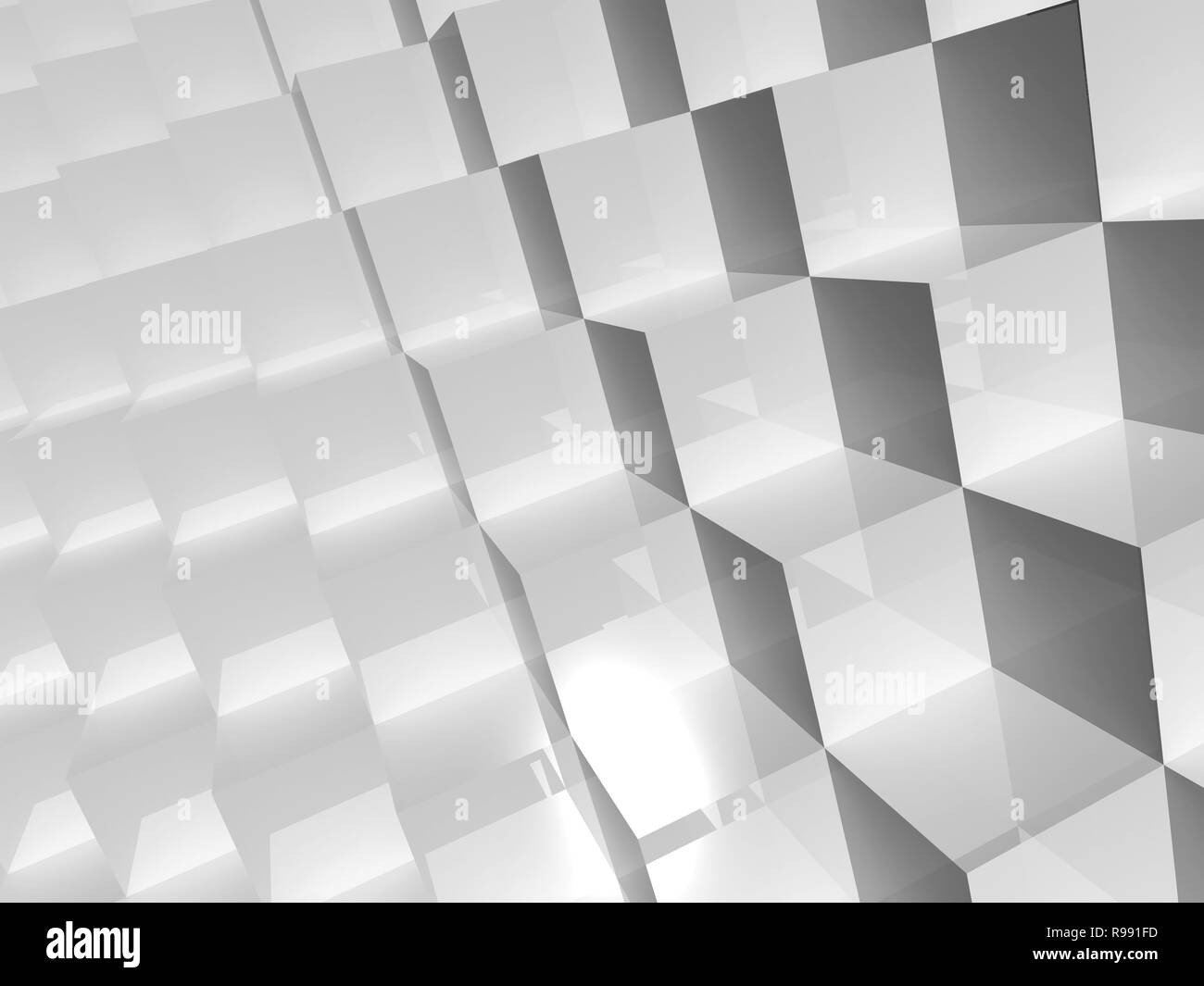 Abstract geometric pattern, digital background with white cubes ...