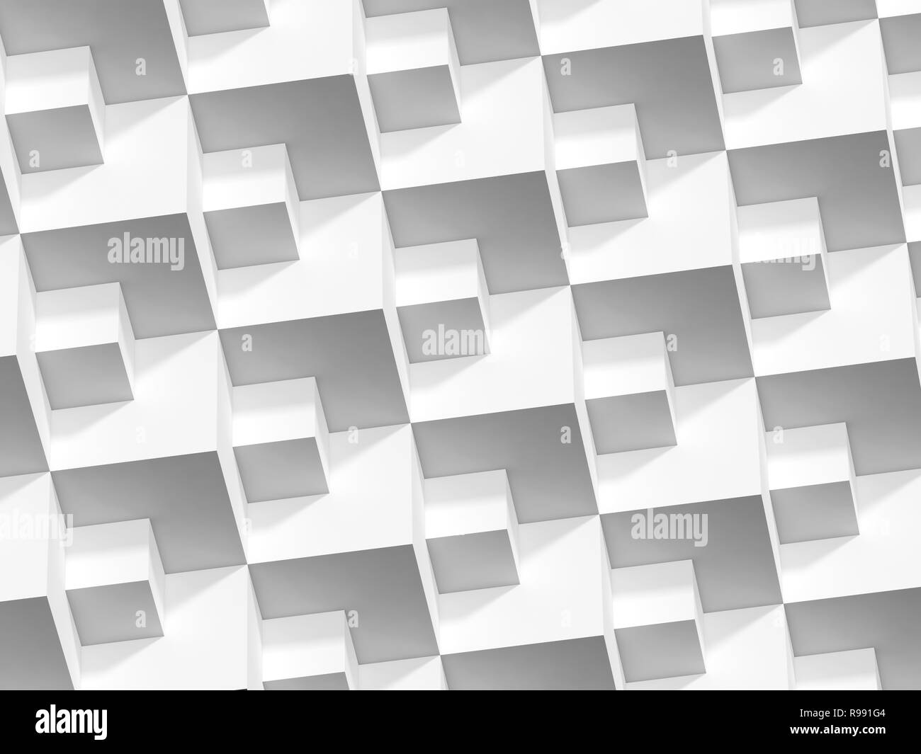 Abstract geometric pattern, small and large white cubes background, 3d ...