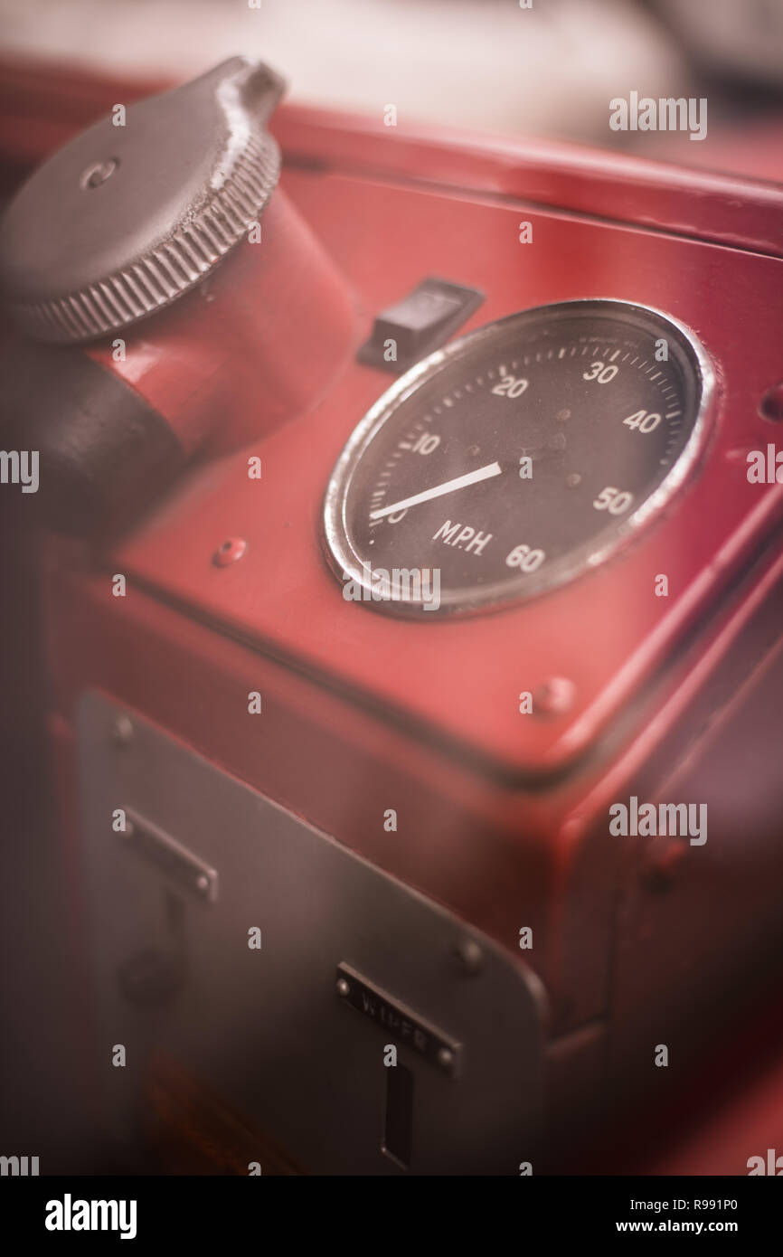 Close up shot with the speedometer of a vintage bus Stock Photo Alamy