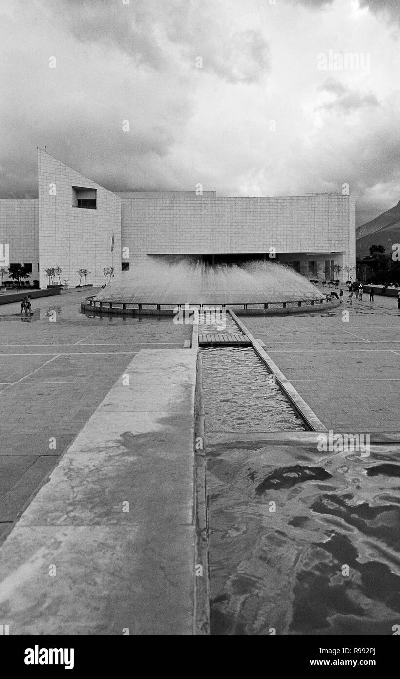 MONTERREY, NL/MEXICO - NOV 10, 2003: Santa Lucia esplanade and the Museum of Mexican History on the background Stock Photo