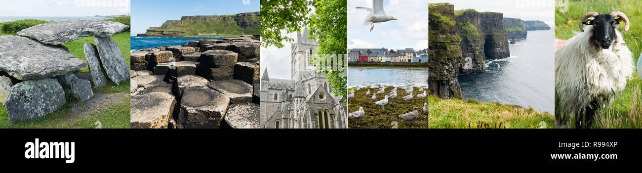Landscapes of Ireland, banner with a series of photos Stock Photo