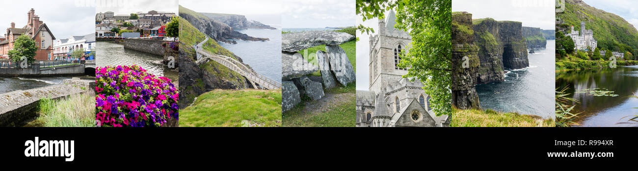 Landscapes of Ireland, banner with a series of photos Stock Photo