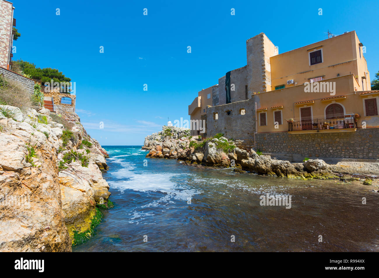 Sant'Elia, in the city of Santa Flavia, Sicily. Ancient maritime ...