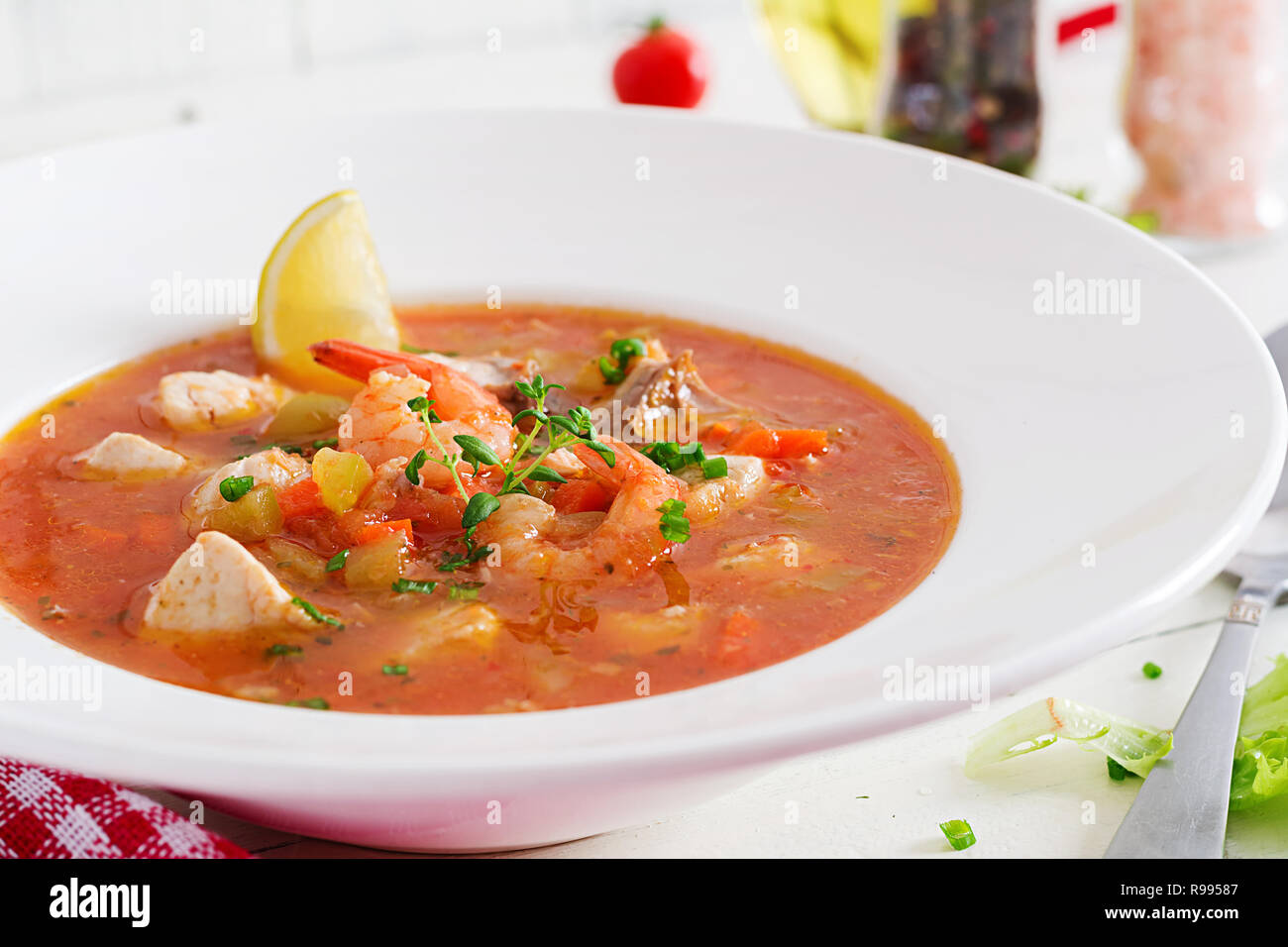 Brazilian food Moqueca capixaba of fish and bell peppers in spicy