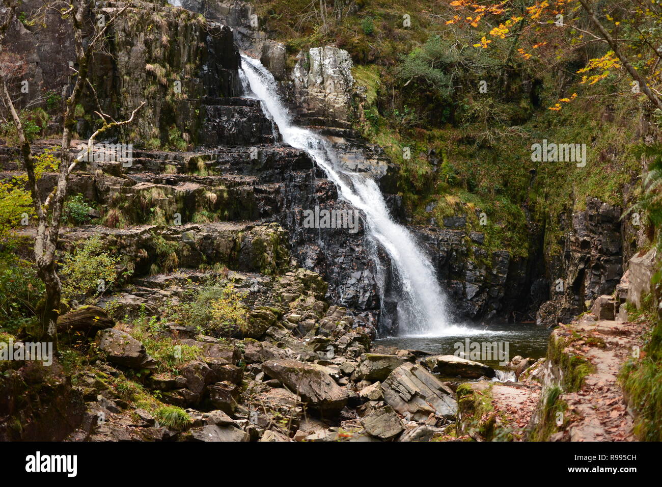 Pistyll Cain Waterfalls, Wales Stock Photo