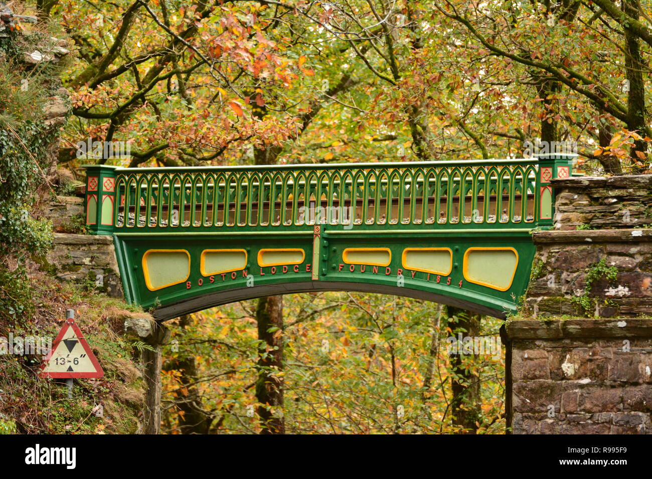 Painted Iron Railway Bridge, Tan-y-Bwlch Stock Photo