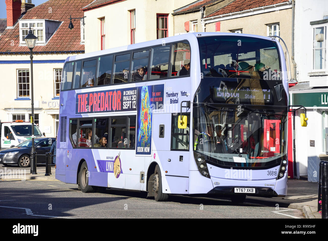 Lynx local double-decker bus, High Street, Thornbury, Gloucestershire, England, United Kingdom Stock Photo