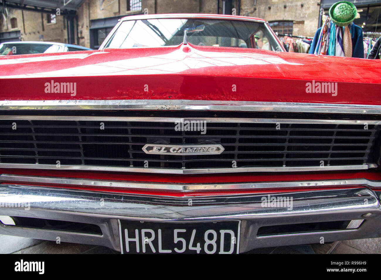 LONDON, ENGLAND - April 28, 2018. 1966 Red El Camino Ford Chevrolet at the  Annual Classic Car Exhibition and Vintage Clothing Market at Kings Cross, L  Stock Photo - Alamy