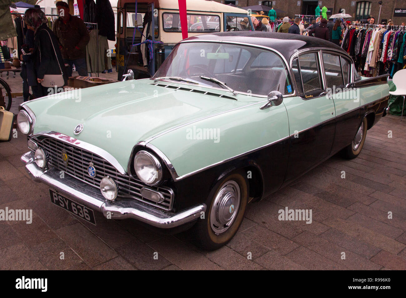 LONDON, ENGLAND - April 28, 2018. 1962 Vauxhall Cresta Hydramatic at the annual Classic Car Exhibition and Vintage Clothing Market at Kings Cross, Lon Stock Photo