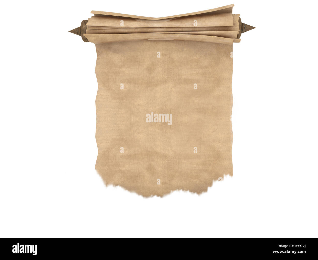rolled old paper scroll isolated on a white background. 3d illustration ...