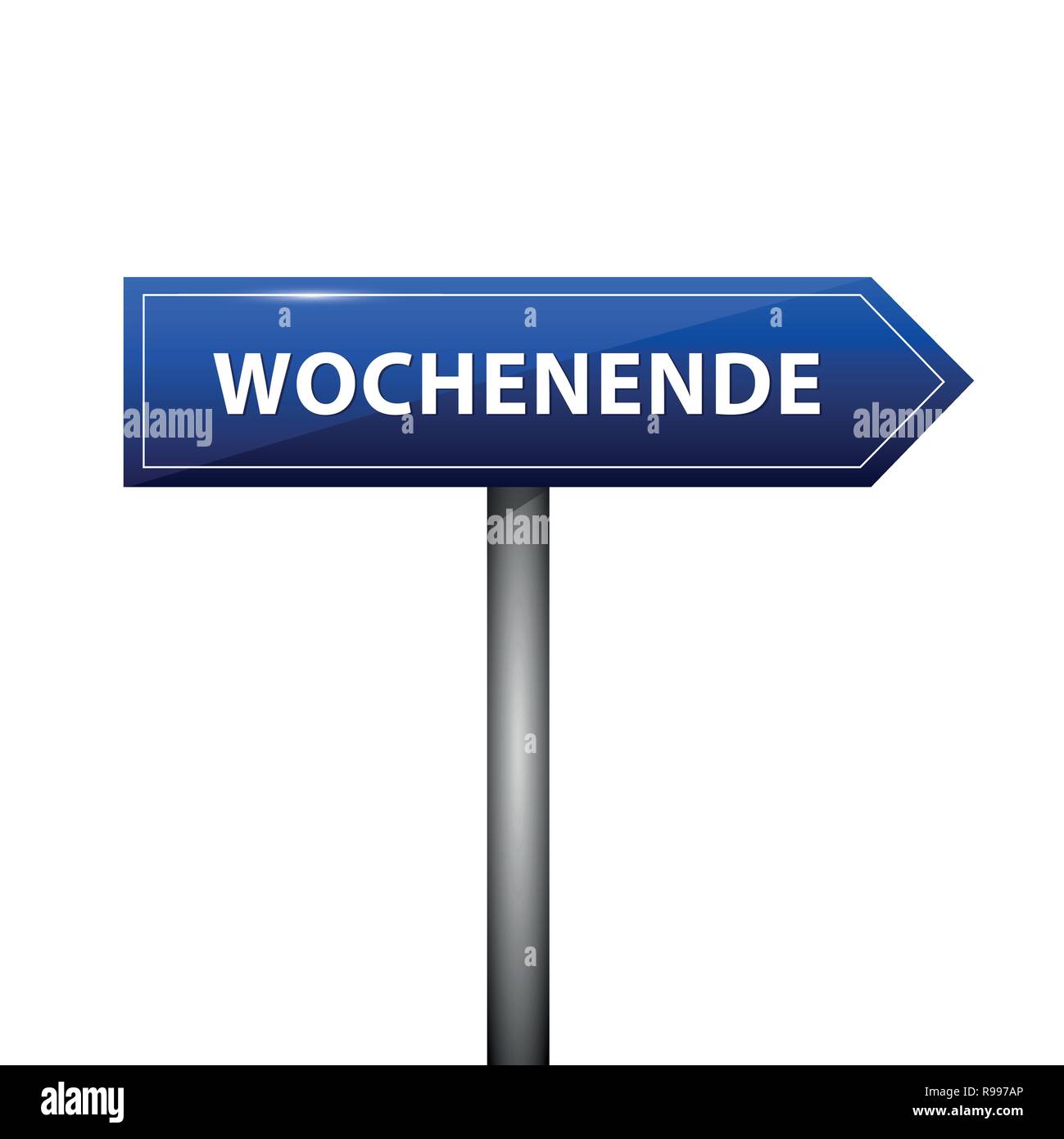 blue arrow sign with german text weekend vector illustration EPS10 Stock Vector