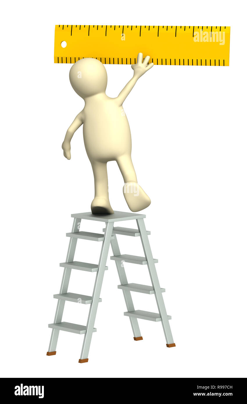 3d puppet with ruler. Isolated over white Stock Photo Alamy