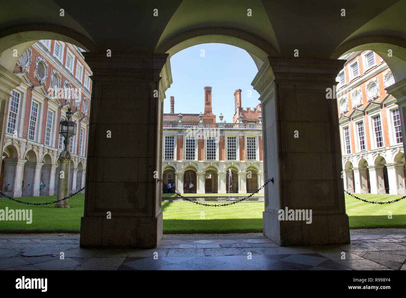 LONDON, UK May 11, 2018. Courtyard at Hampton Court Palace which was