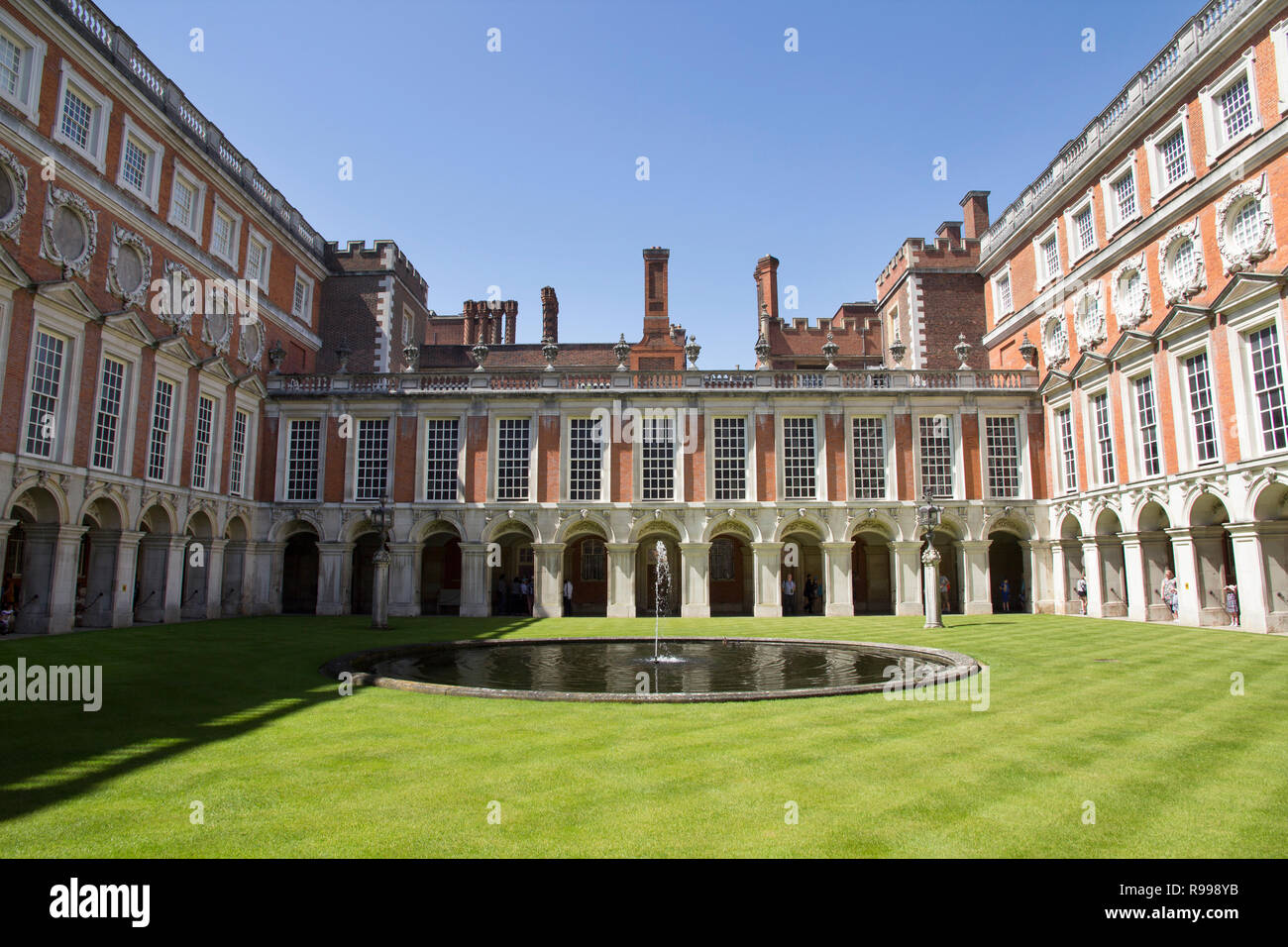LONDON, UK May 11, 2018. Courtyard at Hampton Court Palace which was