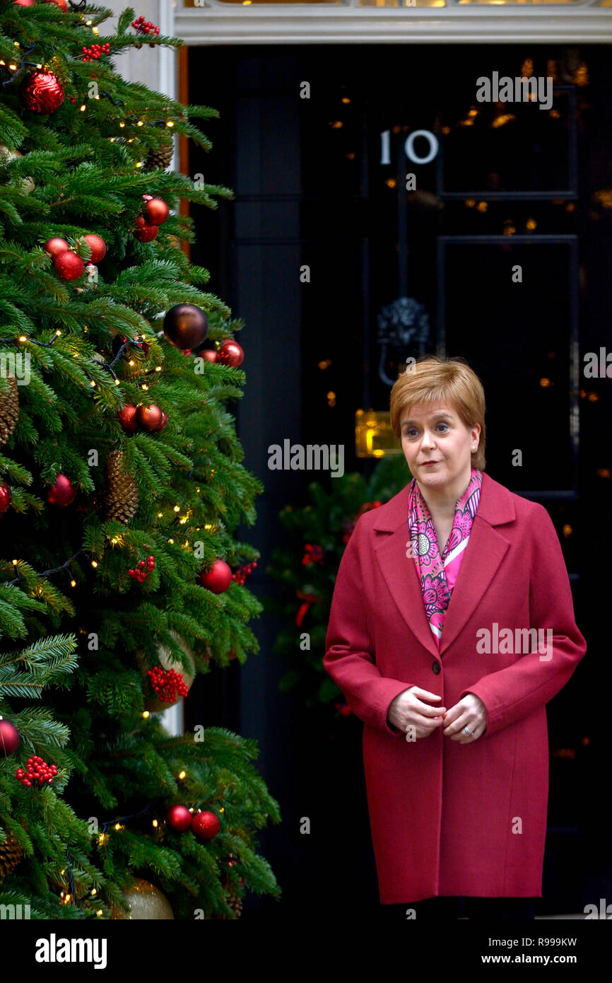 Scottish First Minister Nicola Sturgeon MSP, visiting 10 Downing Street for Brexit,19th Dec 2018 Stock Photo