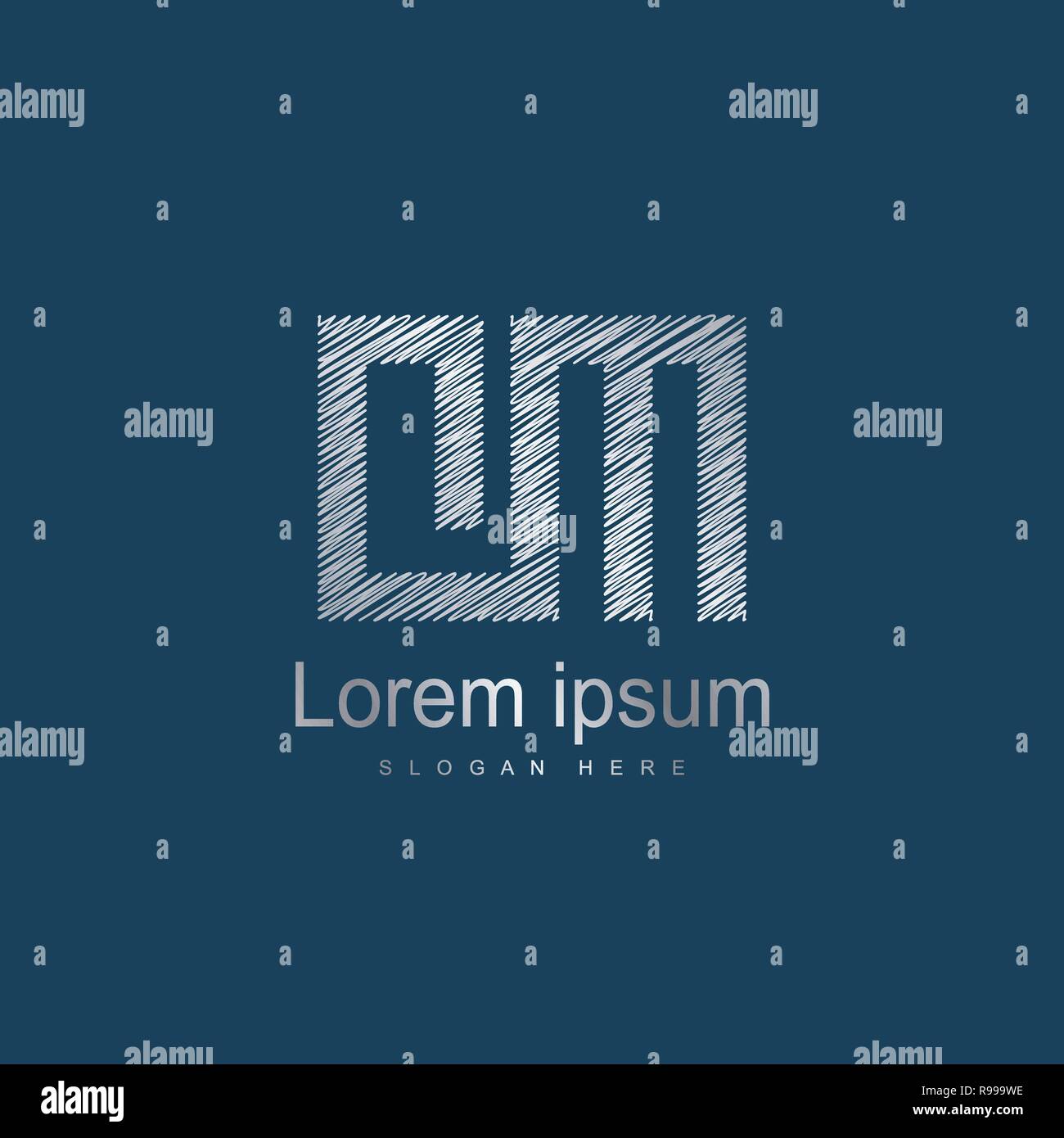 Initial Letter OM Logo Template Vector Design. Silver letter logo Stock Vector