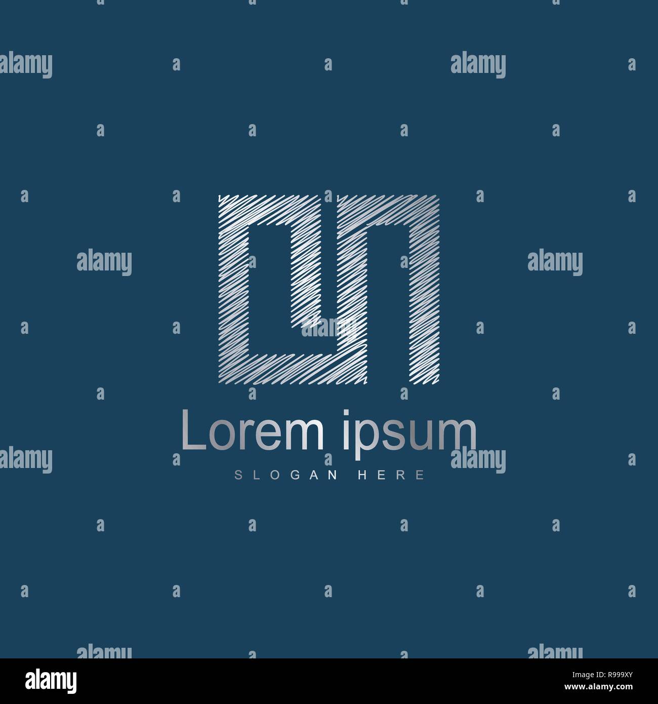 Initial Letter ON Logo Template Vector Design. Silver letter logo Stock Vector