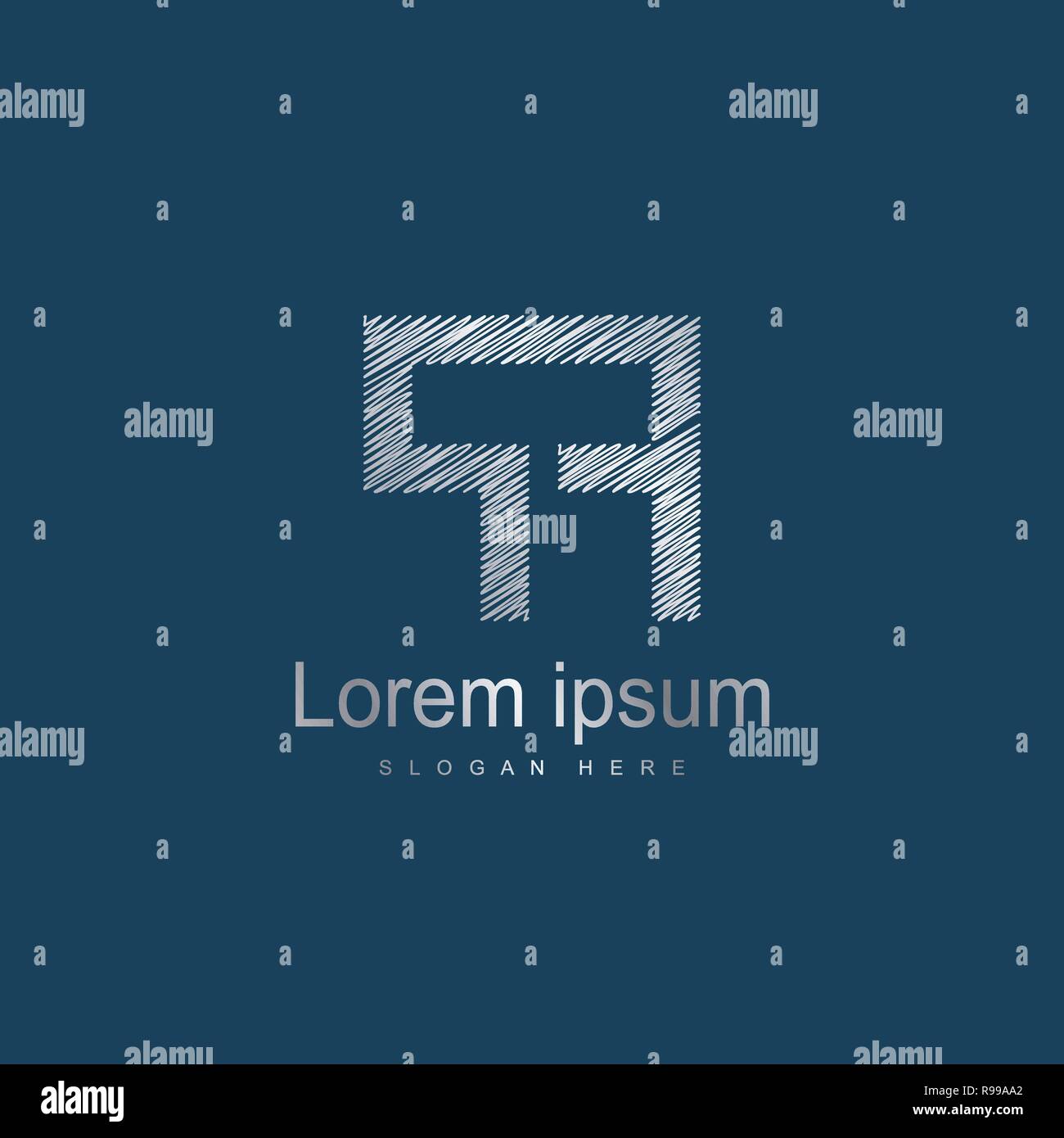 Initial Letter PF Logo Template Vector Design. Silver letter logo Stock Vector