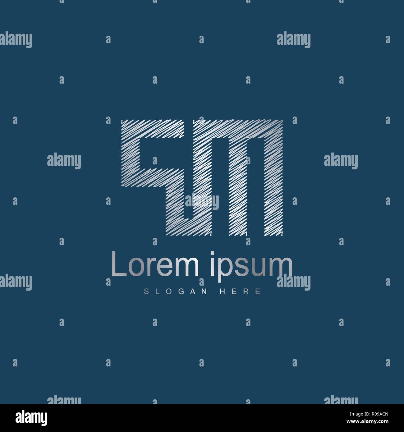 Initial Letter PM Logo Template Vector Design. Silver letter logo Stock Vector