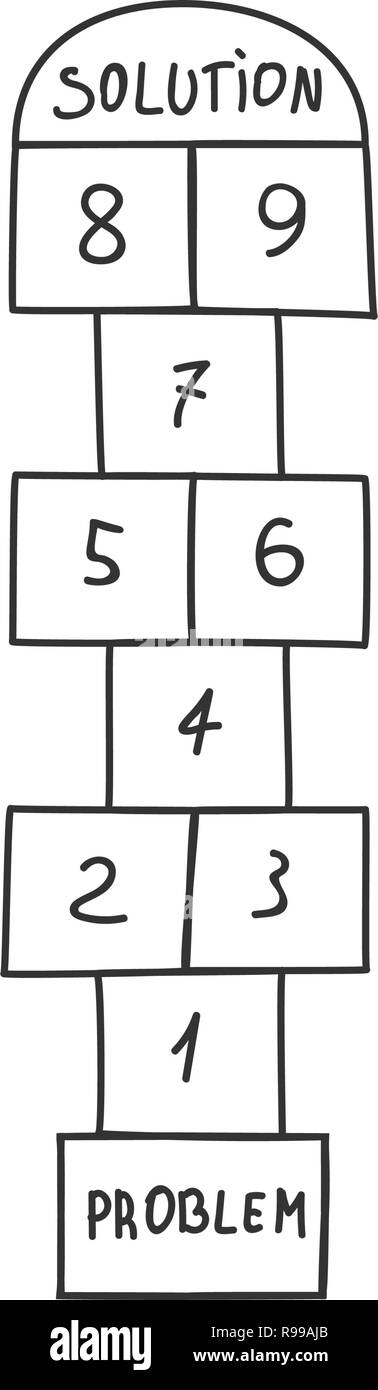 Steps concept from start to finish for broblem solving Stock Vector