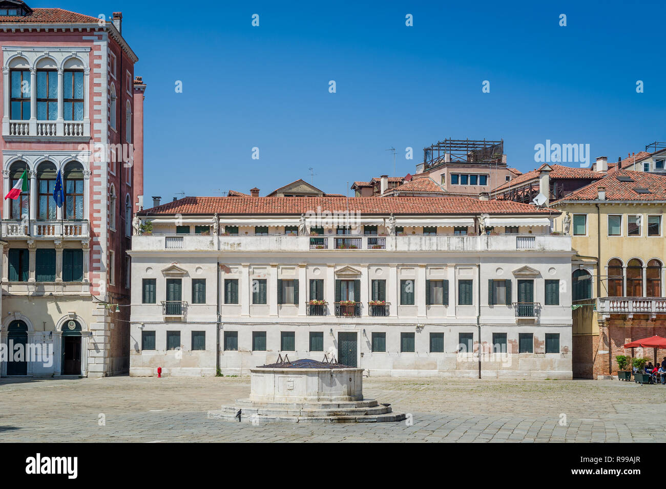 Empty square of Venice old town center. Veneto, Italy Stock Photo