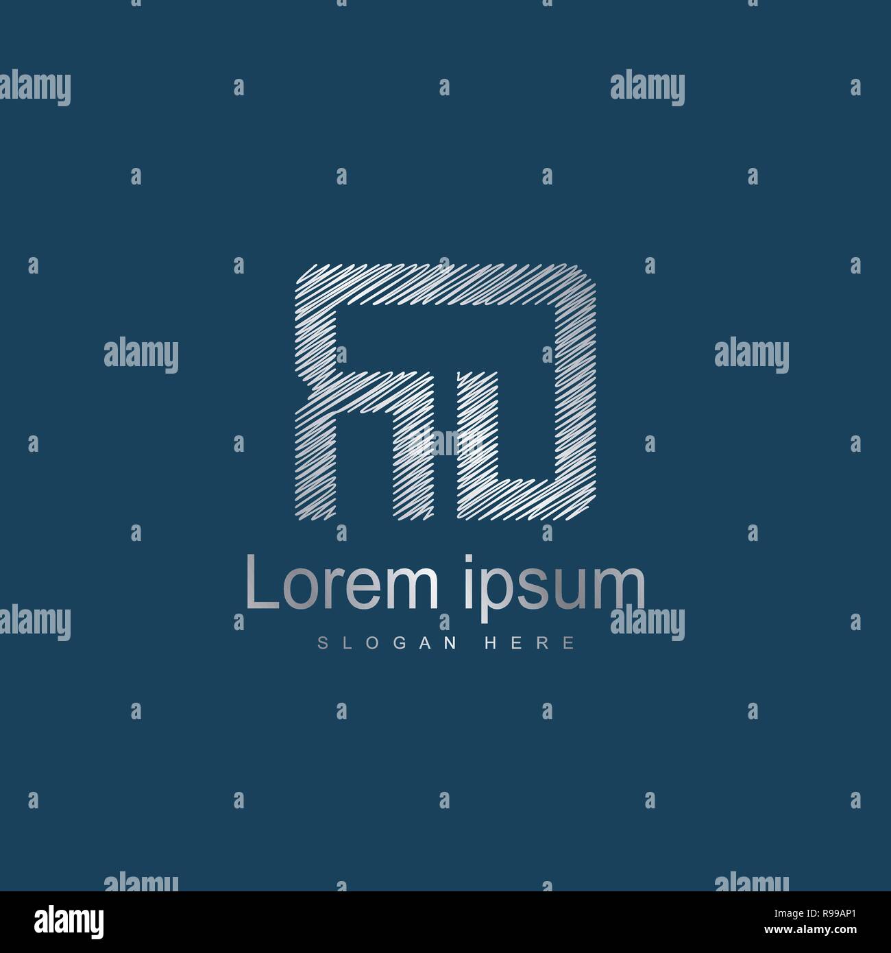 Initial Letter RD Logo Template Vector Design. Silver letter logo Stock Vector