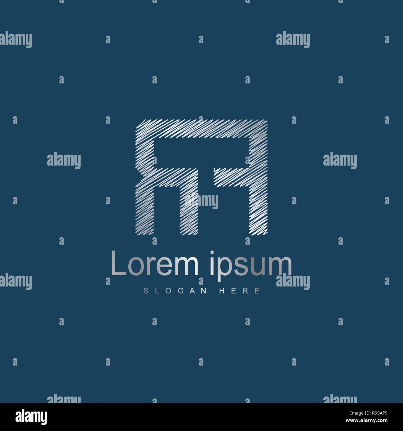 Initial Letter RF Logo Template Vector Design. Silver letter logo Stock Vector