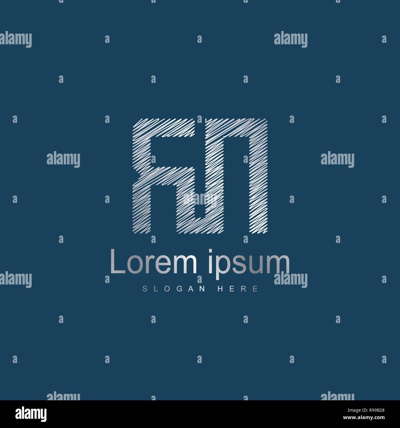 Initial Letter RN Logo Template Vector Design. Silver letter logo Stock Vector