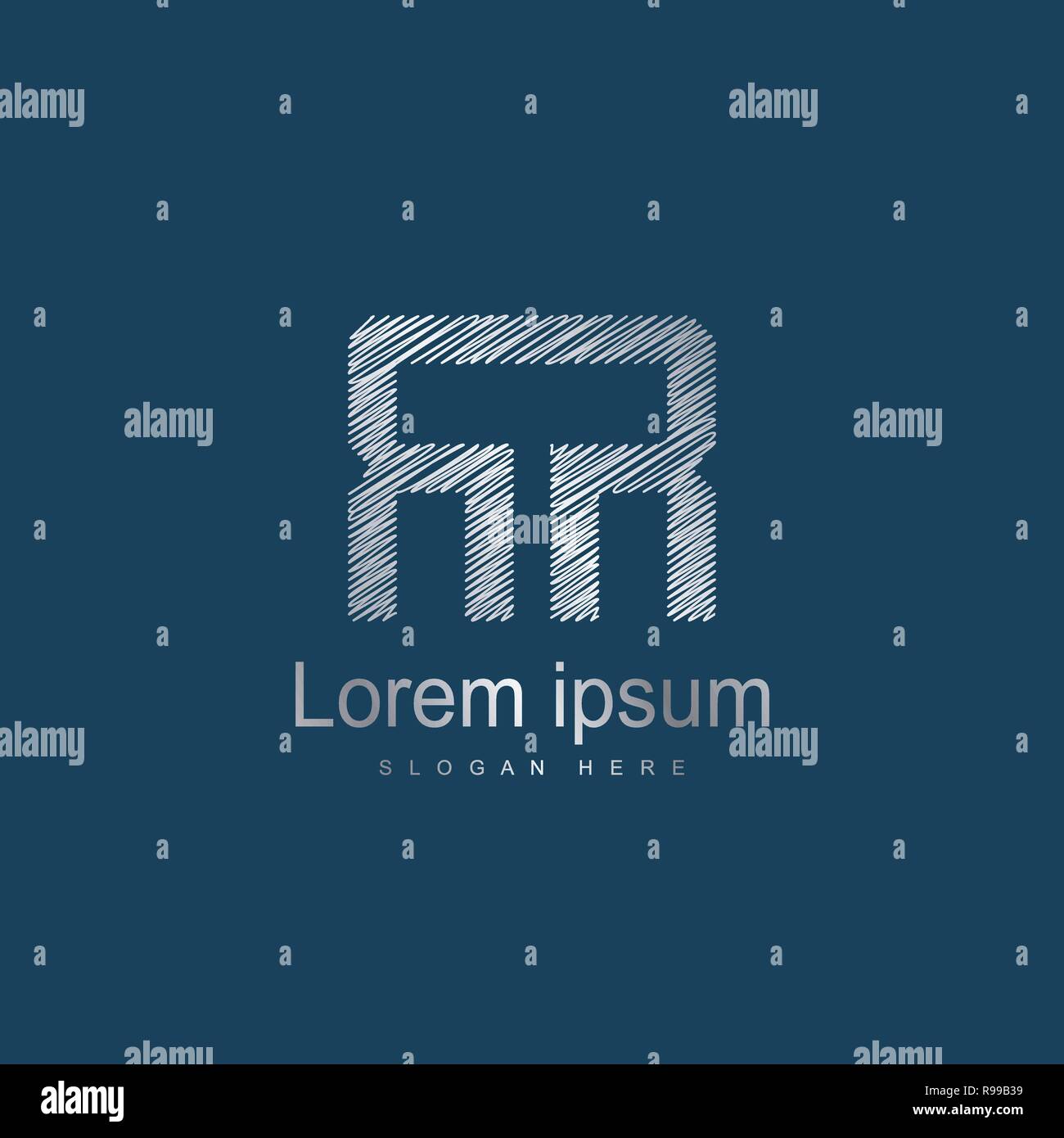 Initial Letter RR Logo Template Vector Design. Silver letter logo Stock Vector