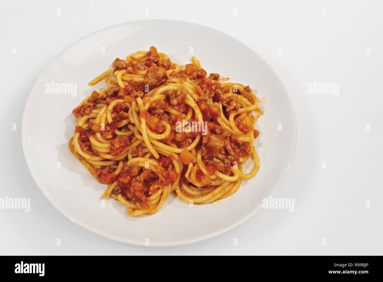 spagetti with meat and tomato ragu Stock Photo